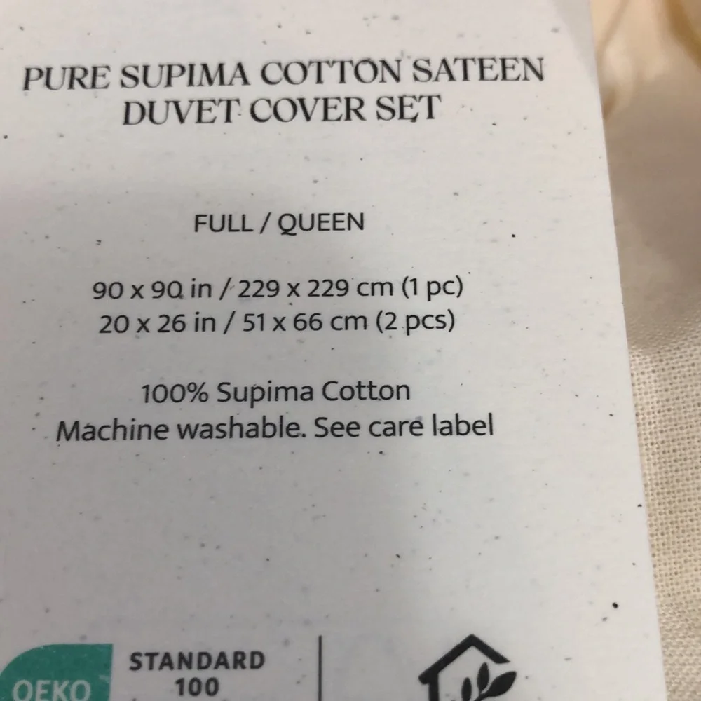 Double Stitch Bedsure Pure Supima Cotton Sateen Full/Queen White Duvet Cover Set